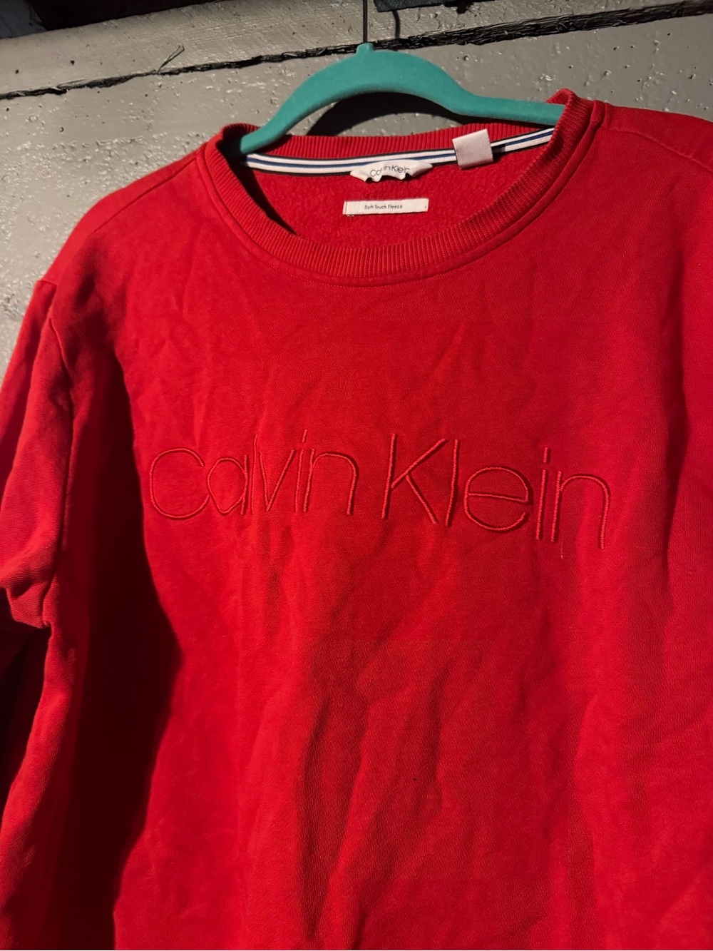 Calvin Klein Red Embroidered Logo Crew Sweatshirt